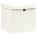  Pudełka z pokrywami, 4 szt., białe, 32x32x32 cm, tkanina Lumarko!