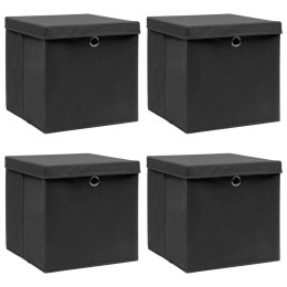  Pudełka z pokrywami, 4 szt., czarne, 32x32x32 cm, tkanina Lumarko!