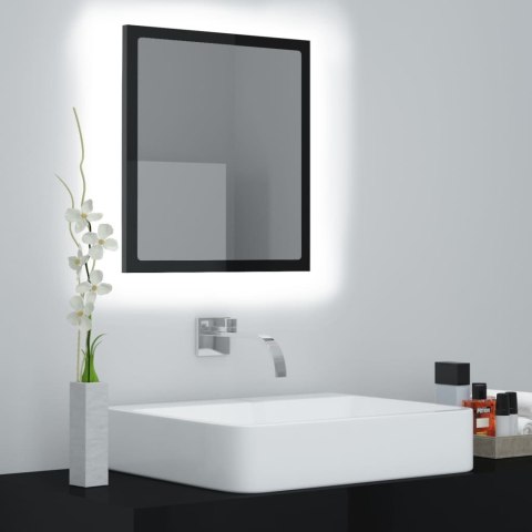  Lustro łazienkowe LED, wysoki połysk, czarne, 40x8,5x37 cm Lumarko!