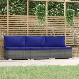  3-osobowa sofa ogrodowa z poduszkami, szary rattan PE Lumarko!