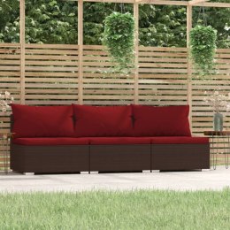  3-osobowa sofa ogrodowa z poduszkami, polirattan, brązowa Lumarko!