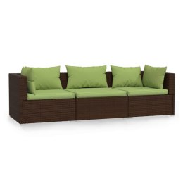  3-osobowa sofa ogrodowa z poduszkami, polirattan, brązowa Lumarko!