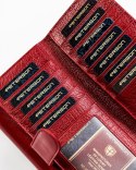 Skórzany portfel damski z logowaną klapą — Peterson
