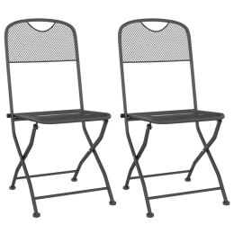  Składane krzesła ogrodowe, 2 szt., antracytowe, metalowa siatka Lumarko!