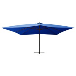  Wiszący parasol z drewnianym słupkiem, 400x300 cm, lazurowy Lumarko!