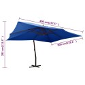  Wiszący parasol z drewnianym słupkiem, 400x300 cm, lazurowy Lumarko!