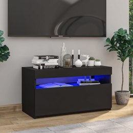  Szafka pod TV z oświetleniem LED, czarna, 75x35x40 cm Lumarko!