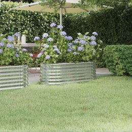  Donica ogrodowa, malowana proszkowo stal, 114x40x36 cm, srebrna Lumarko!