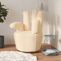  Fotel w kształcie dłoni, kremowy, aksamit Lumarko!
