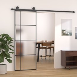 Lumarko Drzwi przesuwne, matowe szkło ESG, aluminium, 76x205 cm, czarne!