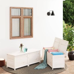  Ogrodowa skrzynia na poduszki, biała, 150x50x56 cm, jodłowa Lumarko!