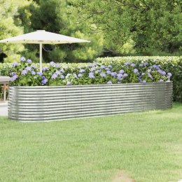  Donica ogrodowa, malowana proszkowo stal 396x100x68 cm, srebrna Lumarko!