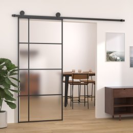  Drzwi przesuwne, szkło ESG i aluminium, 90x205 cm, czarne Lumarko!