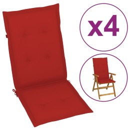  Poduszki na krzesła ogrodowe, 4 szt., czerwone, 120x50x3 cm Lumarko!