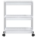  Wózek do przechowywania z 3 półkami, srebrno-biały, aluminiowy Lumarko!