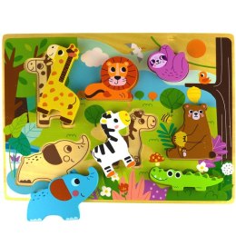 Tooky Toy Drewniane Puzzle Zwierzątka w Lesie Dopasuj Kształty Lumarko!
