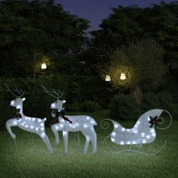  Renifery z saniami, dekoracja do ogrodu, 60 diod LED, białe Lumarko!