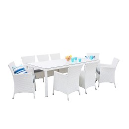  Zestaw ogrodowy z technorattanu stół i 8 krzeseł biały ITALY Lumarko!