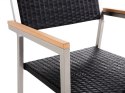  Zestaw ogrodowy stół szkło tłuczone dzielony blat i 8 krzeseł rattanowych czarnych GROSSETO Lumarko!