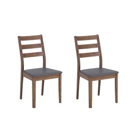  Zestaw 2 krzeseł do jadalni ciemne drewno z szarym MODESTO Lumarko!