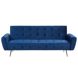  Sofa rozkładana welurowa ciemnoniebieska SELNES Lumarko!