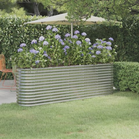 Donica ogrodowa, malowana proszkowo stal, 224x40x68 cm, srebrna Lumarko!