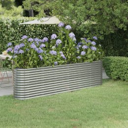  Donica ogrodowa, malowana proszkowo stal, 260x40x68 cm, srebrna Lumarko!