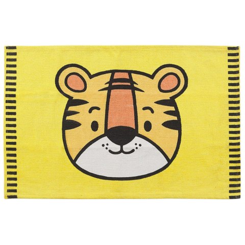  Dywan dziecięcy bawełniany motyw tygrysa 60 x 90 cm żółty RANCHI Lumarko!