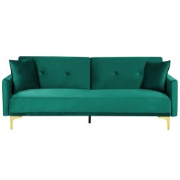  Sofa rozkładana welurowa zielona LUCAN Lumarko!