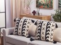  2 bawełniane poduszki dekoracyjne z frędzlami geometryczny wzór 45 x 45 cm beżowo-czarne DEADNETTLE Lumarko!