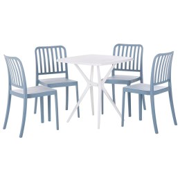  Zestaw Ogrodowy Stół I 4 Krzesła Niebieski Z Białym Sersale Lumarko!