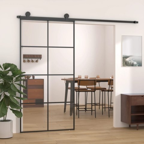  Drzwi przesuwne, czarne, 102,5x205 cm, szkło ESG i aluminium Lumarko!