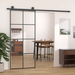  Drzwi przesuwne, czarne, 90x205 cm, szkło ESG i aluminium Lumarko!