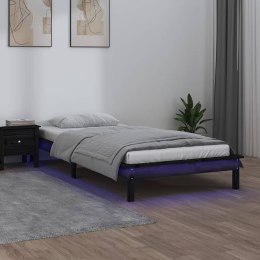  Rama łóżka z LED, czarna, 100x200 cm, lite drewno Lumarko!