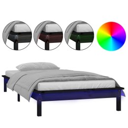  Rama łóżka z LED, czarna, 100x200 cm, lite drewno Lumarko!