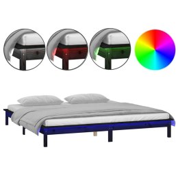  Rama łóżka z LED, czarna, 135x190 cm, podwójna, lite drewno Lumarko!