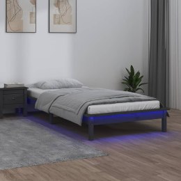  Rama łóżka z LED, szara, 100 x 200 cm, lite drewno Lumarko!