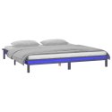  Rama łóżka z LED, szara, 135x190 cm, podwójna, lite drewno Lumarko!