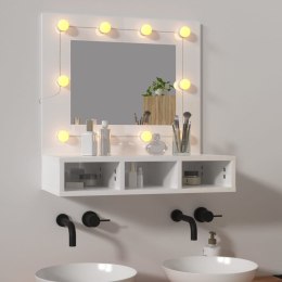 Szafka z lustrem i LED, biała z połyskiem, 60x31,5x62 cm Lumarko!