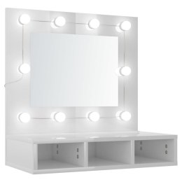  Szafka z lustrem i LED, biała z połyskiem, 60x31,5x62 cm Lumarko!