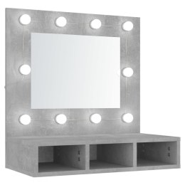 Szafka z lustrem i oświetleniem LED, szary beton, 60x31,5x62 cm Lumarko!