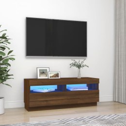  Szafka pod TV z oświetleniem LED, brązowy dąb, 100x35x40 cm Lumarko!