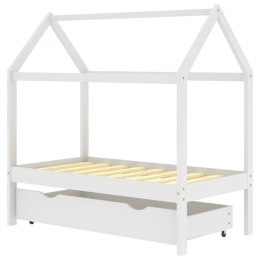  Rama łóżka dziecięcego z szufladą, biała, sosnowa, 70x140 cm Lumarko!