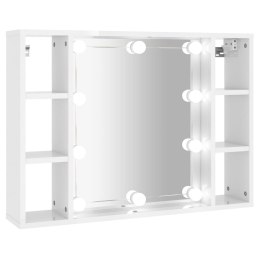  Szafka z lustrem i LED, biała z połyskiem, 76x15x55 cm Lumarko!