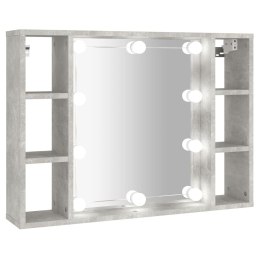  Szafka z lustrem i lampkami LED, szarość betonu, 76x15x55 cm Lumarko!