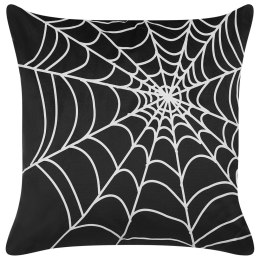 Lumarko Welurowa poduszka dekoracyjna z motywem w pajęczą sieć 45 x 45 cm czarna z białym LYCORIS!