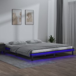  Rama łóżka z LED, szara, 120x200 cm, lite drewno Lumarko!