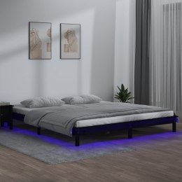  Rama łóżka z LED, czarna, 120x190 cm, podwójna, lite drewno Lumarko!