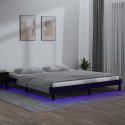  Rama łóżka z LED, czarna, 140x190 cm, lite drewno Lumarko!