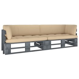  Sofa 2-osobowa z palet, z poduszkami, szara, drewno sosnowe Lumarko!
